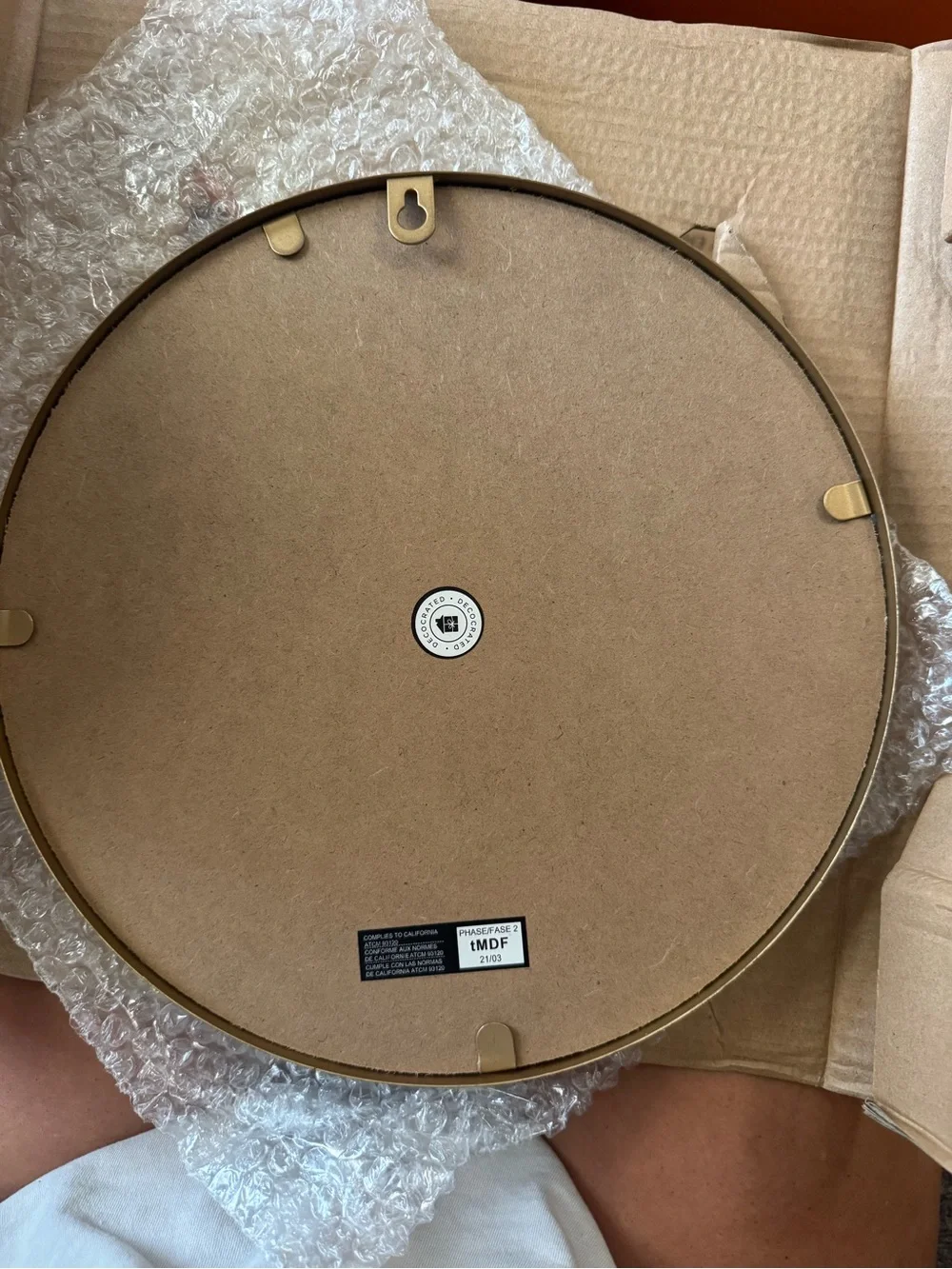 Gold & Matte Black Crescent Moon Round Wall Mirror